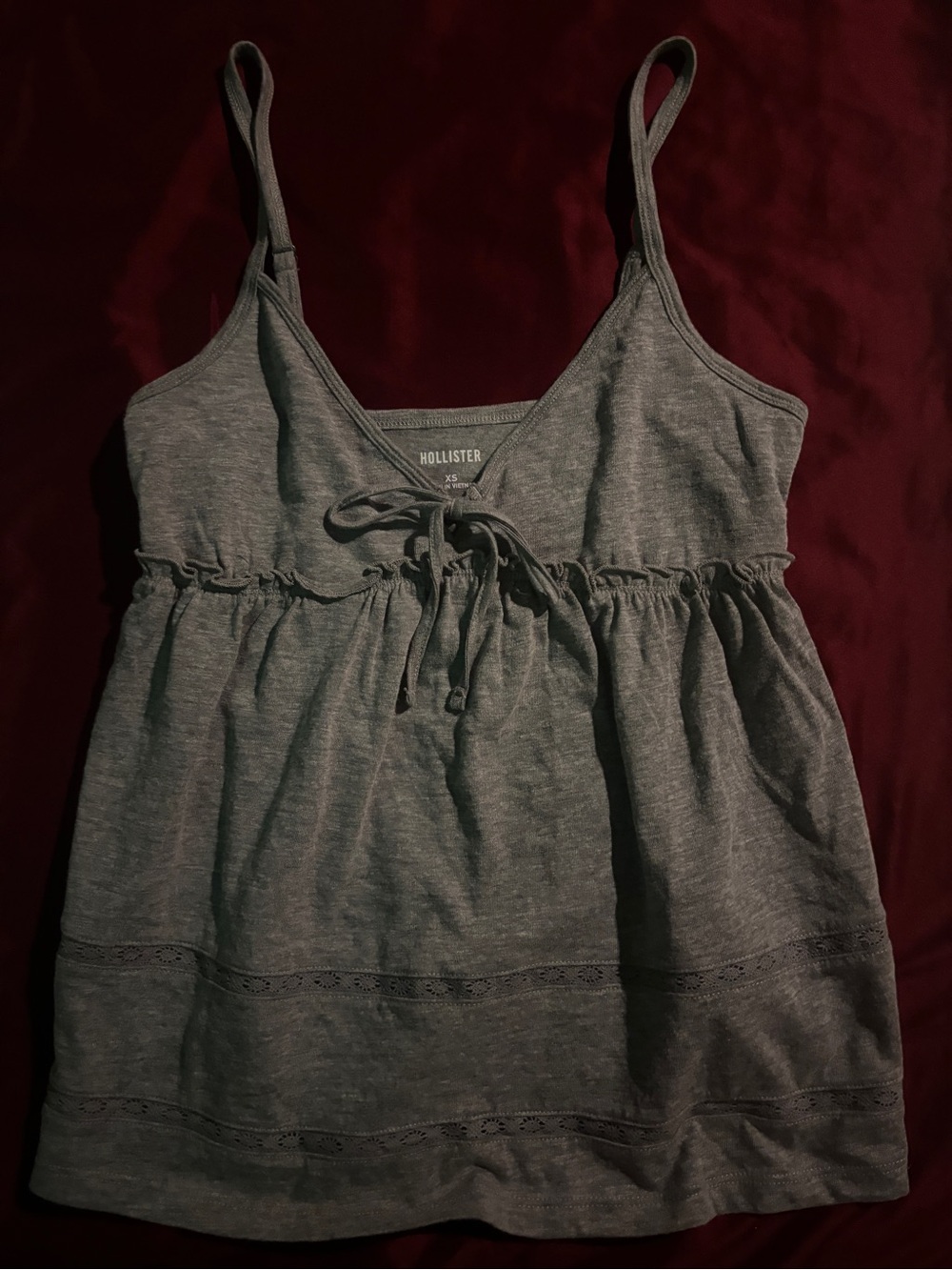 Hollister Women's Gray Tie-Front babydoll Tank Top